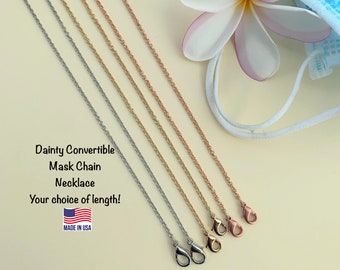 Silver Gold or Rose Gold Mask Chain, Thin Metal FaceMask Chains , Simple Dainty Mask Holder Chain, Short Long Mask Chains, Chain Mask Holder