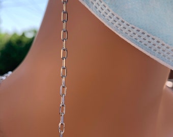 Silver Paperclip Chain for Face Masks, Dainty Silver Mask Chain, Convertible Mask Necklace Eyeglass Holder, Fun Mask Chain, Pick Your Length