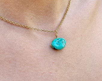 Turquoise Pendant for Friendship & Unconditional Love, December Birthstone, Clear Negative Energy Tension and Anxiety, Protection Necklace