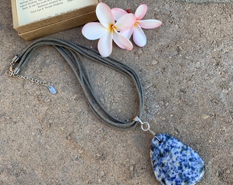 Sodalite Statement Necklace, Self-Esteem Jewelry, Communication Booster & Honesty Crystal, Panic Attack Necklace, Emotional Support Gifts