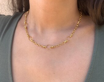 Gold Layering Chain, Gold Tone Link Chain Choker Necklace, Thick Gold Chain for Women, Gold Chain Necklace, Gold Link Chain Necklace Women