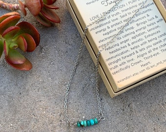 Dainty Turquoise Necklace, African Turquoise Bar Necklace, December Birthstone Necklace, Confidence Strength Positivity Friendship Necklace