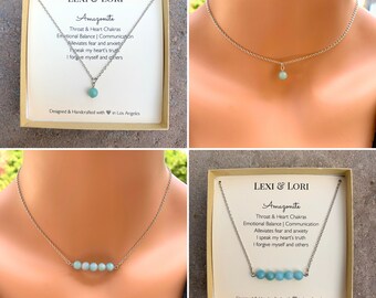 Anxiety Relief Necklace, Compassion Clarity Crystal, Calming Amazonite Stone- Communication - Self-Confidence Gift,  Amazonite Necklace Gift