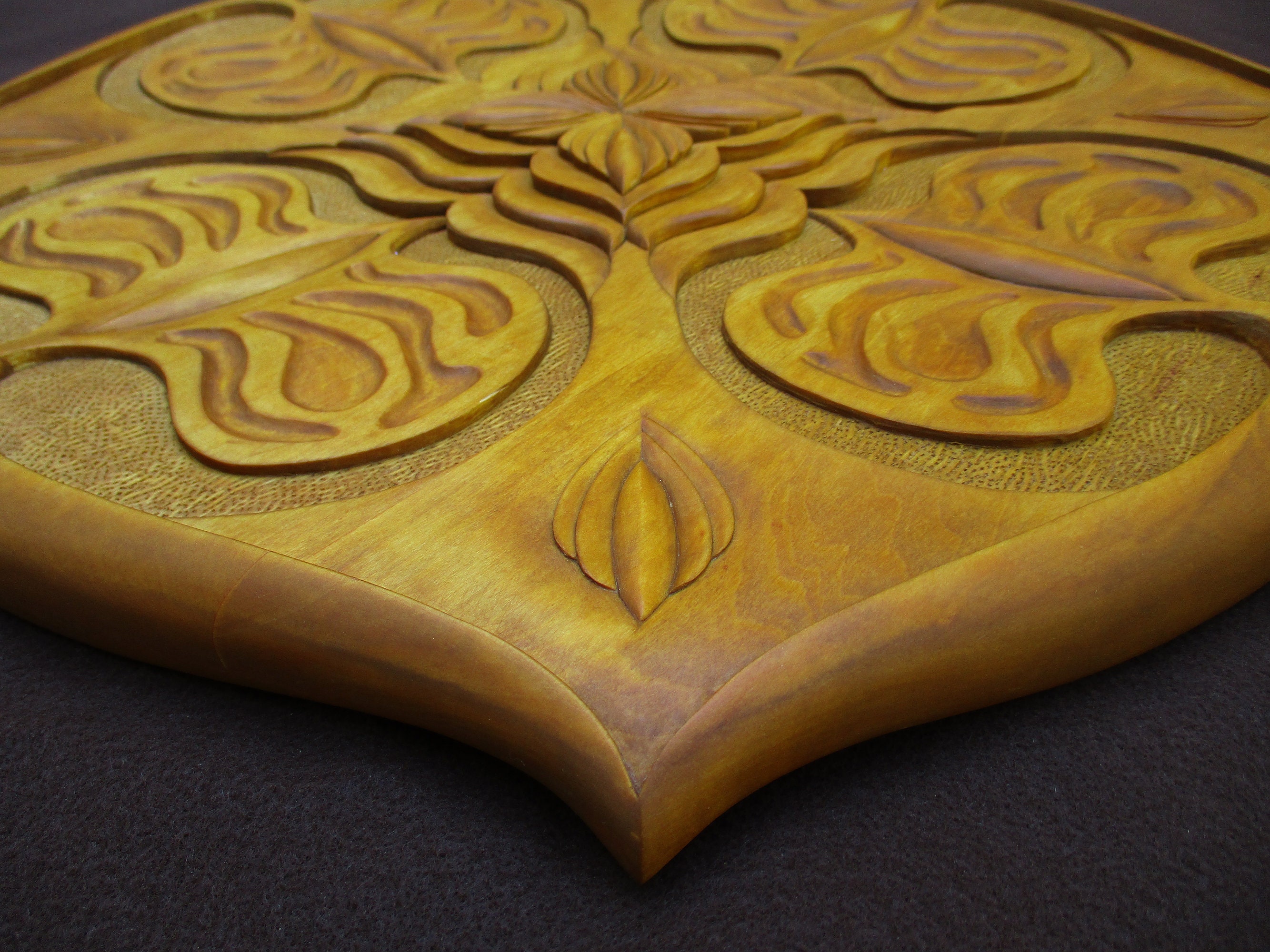 Hand carved wood mandala wall hanging relief butterfly theme Etsy