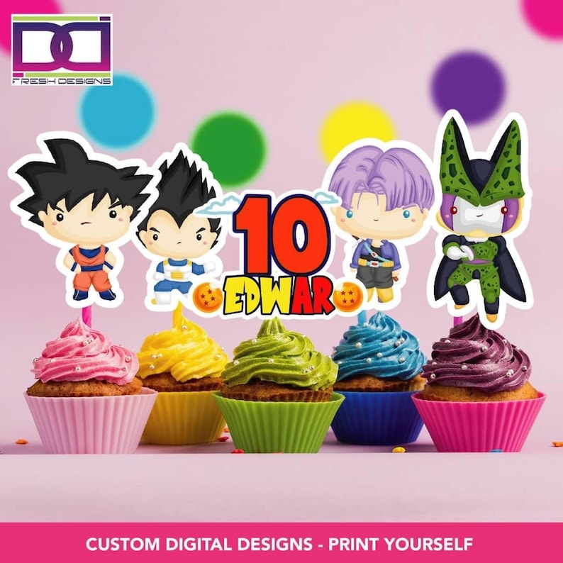 PRINTABLE DIGITAL File Dragon Ball Z Cupcake Toppers Dragon | Etsy