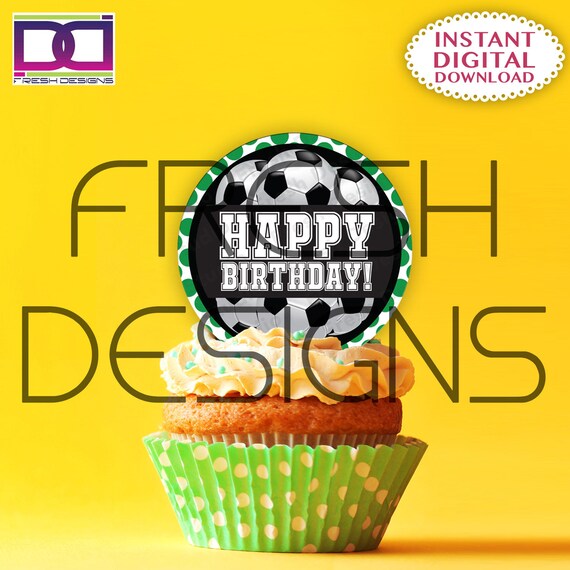 Digital File Soccer Cupcake Topper Tarjeticas Para Cupcakes Etsy