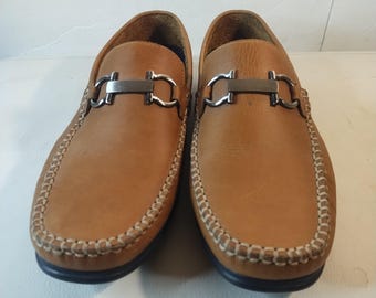 Tannino Cuero Men&#39;s Size EU 40 US 9.5 Tan Leather Moccasin Slip On w/Horsebit Bucket Handmade in Columbia
