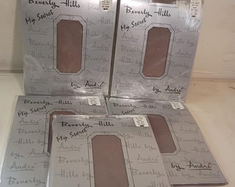 Lote de 5: Medias vintage Beverly Hills My Secret by André - Nuevas, selladas - Color topo - Talla M/Tal (1,68-1,73 m) Punta media, ultratransparentes, nailon completo, fabricadas en EE. UU.