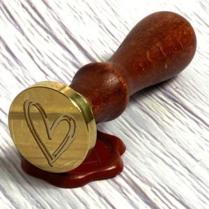 Wachs-Siegelstempel in Herzform, Metall-Kopfstück, Holzgriff, traditioneller Umschlagbriefverschluss, austauschbare Kopfdesigns