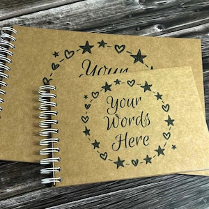 A3 A4 A5 Personalised Star Hearts Border Scrapbook Photo Album, White Pages, Wire Binding, 40 - 100 Sides , Journal Book