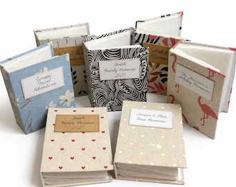 Personalised 100 Photos Album, 6x4 inch Photos, Hard Cased, Recycled Jute Fabric Cover, Plastic Slip  In Sleeve Pockets, Patterned Book