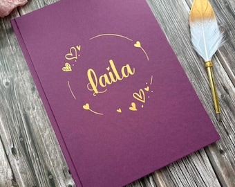 Personalised A4 Portrait Sketchbook Scrapbook Guestbook Notebook, Purple, Red, Green or Blue