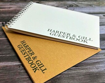 A3 A4 A5 Personalised Traditional Guestbook Scrapbook Photo Album, White Pages, Wire Binding