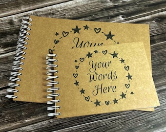 Álbum de fotos personalizado con borde de estrellas y corazones, tamaño A3, A4 y A5, páginas blancas, encuadernación de alambre, 40-100 páginas, diario.