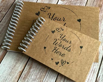 Álbum de recortes con borde de corazón personalizado, tamaño A3, A4 y A5, páginas blancas, encuadernación de espiral, 40-100 páginas, libro de diario.