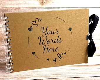 Ribbon Tie A3 A4 A5 Personalised Heart Border Scrapbook Photo Album, White Pages, Wire Binding, 40 - 100 Sides, Journal Book