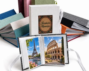 Personalised Photo Album, 6×4 inch Slip-In Plastic Clear Double-Sided Pockets, Hard Cased Ribbon-Tie Book, 100 Capacity