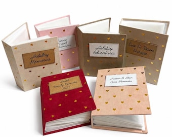 Suede Personalised 100 Photos Album, 6x4 inch, Hard Cased, Plastic Slip-In Sleeve Pockets, Portrait