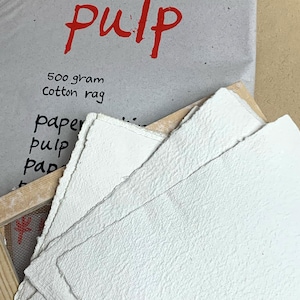 Paper Pulp Cotton Rag, 500 gram pack, Paper Making, Papier-mâché, Pulp Painting, 3D Paper Modelling, Large Folded Sheets, 11" x 15" Pack