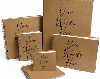 Personalised Portrait Landscape Album, Cartridge Paper All-Media, Hardback Covers, A5, A4, A3, Square, Wire Binding