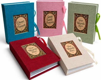 Personalised Postcard Album, 6×4 inch Slip-In Plastic Clear Double-Sided Pockets, Hard Cased Ribbon-Tie Book, 100 Capacity
