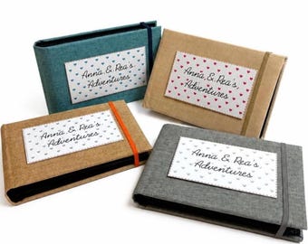 Personalised 100 Photos Hearts Album, 6x4 inch, Hard Cased, Elastic Retaining Strap, Plastic Slip-In Sleeve Pockets, Landscape
