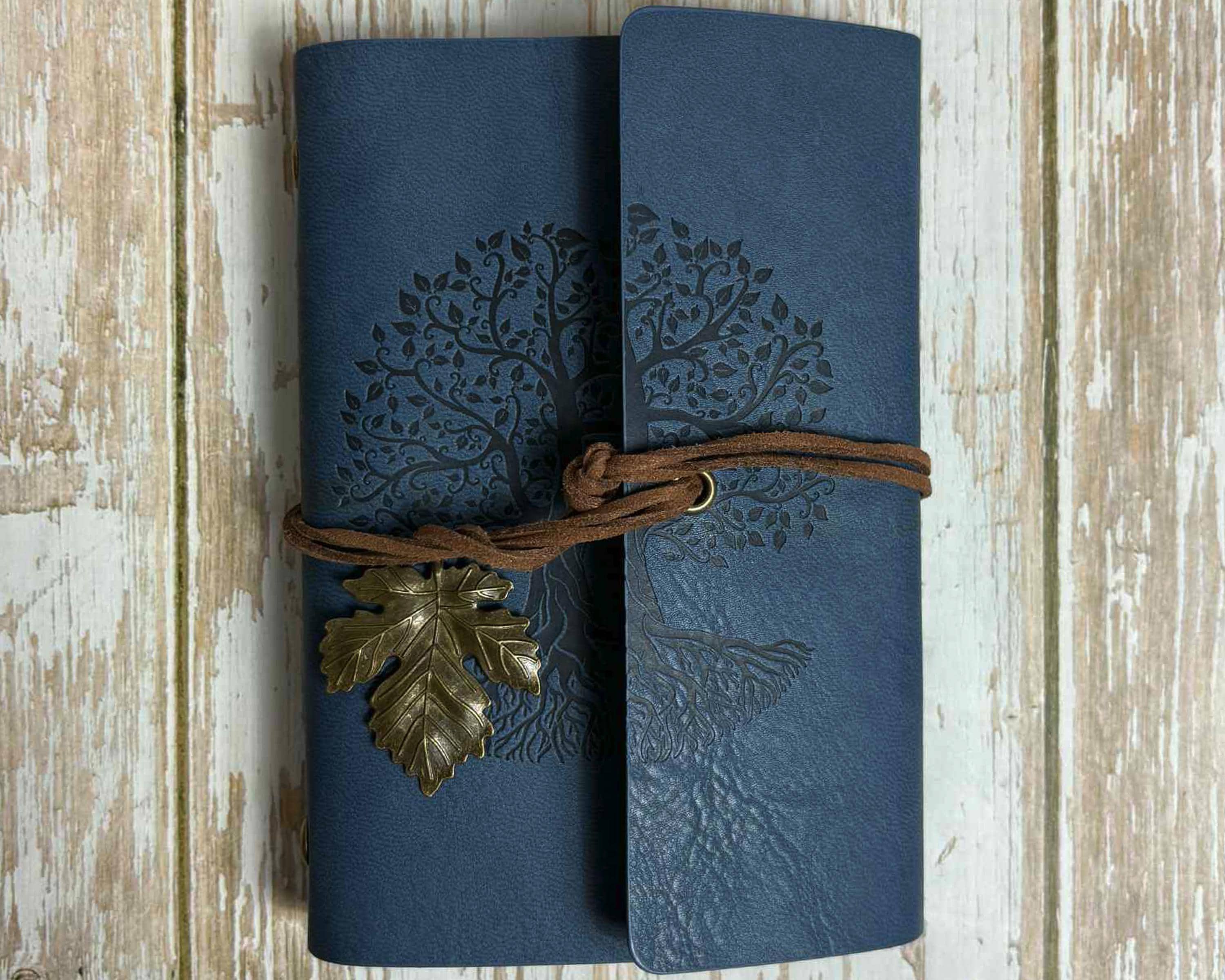 Tree Of Life Graph Paper Notebook - A5 Faux Leather Refillable Journal With Pen