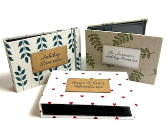 Personalised 36 Photos Album, 6x4 inch Photos, Hard Cased, Recycled Jute Fabric Cover, Plastic Slip In Sleeve Pockets, Patterned Book