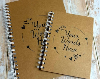 A4 A5 Portrait Personalised Heart Border Scrapbook Photo Album, White Pages, Wire Binding, 40 - 100 Sides, Journal Book
