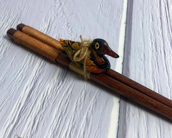 Hand Painted Duck Chopstick Set, 筷 , Wooden Sticks, Chinese