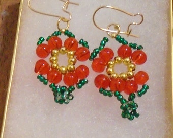 Poinsettia Christmas Earrings