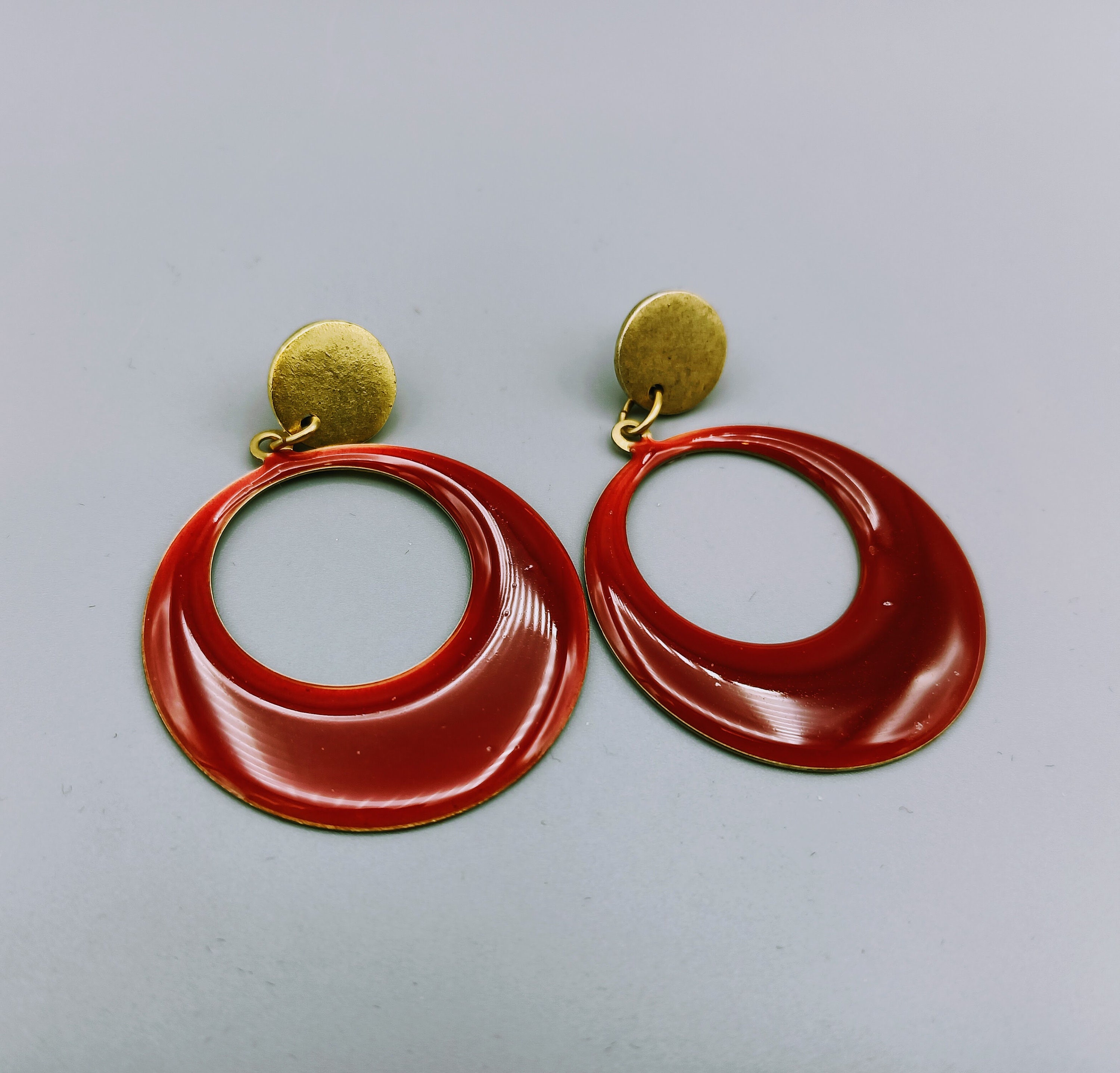Red resin earrings sale