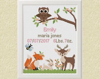 baby cross stitch etsy cute baby girl announcements