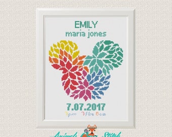 Birth announcement boy Baby room ALPHABET girl birthday diy gift nursery sampler new baby Disney Lilo /& Stitch cross stitch pattern pdf