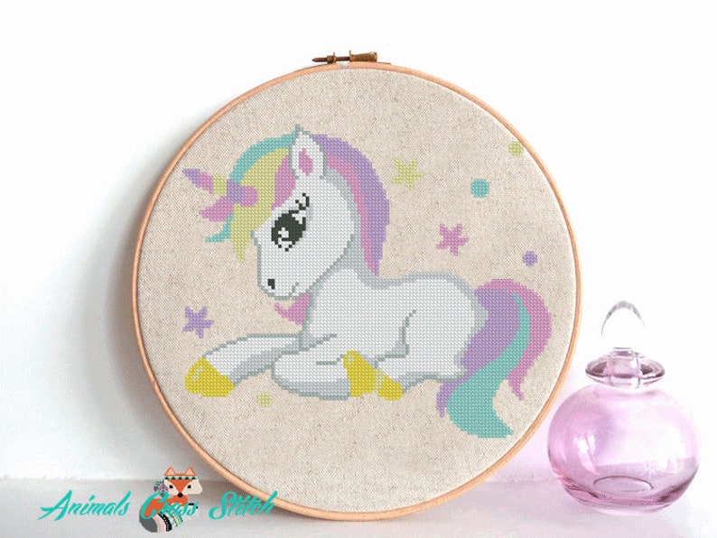 Unicorn Cross Stitch Pattern Baby Animal Cross Stitch Colorful Cross Stitch Nursery Modern Decor Horse Embroidery Diy Birthday Pdf