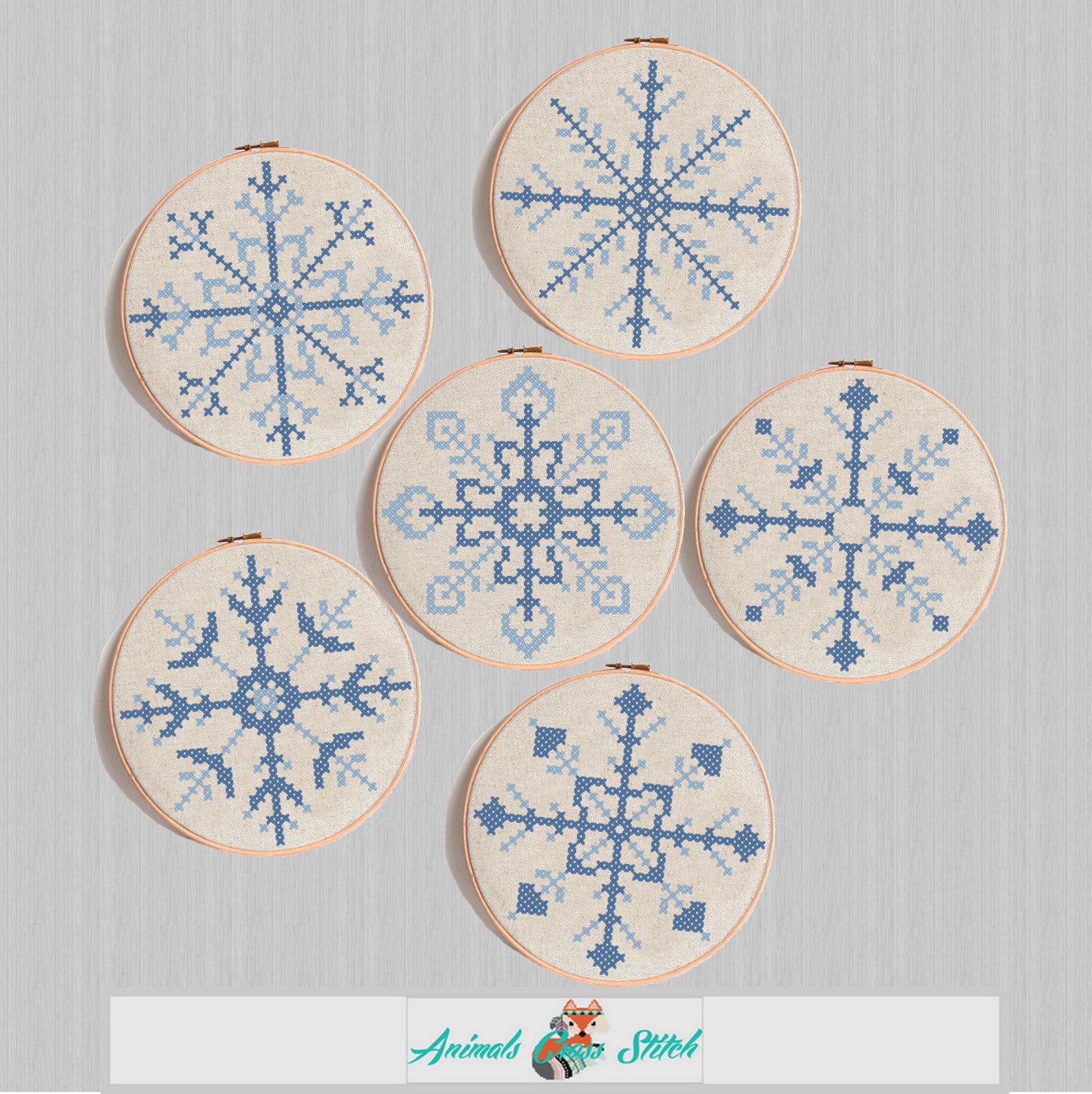 Small Christmas Snowflakes cross stitch pattern modern | Etsy