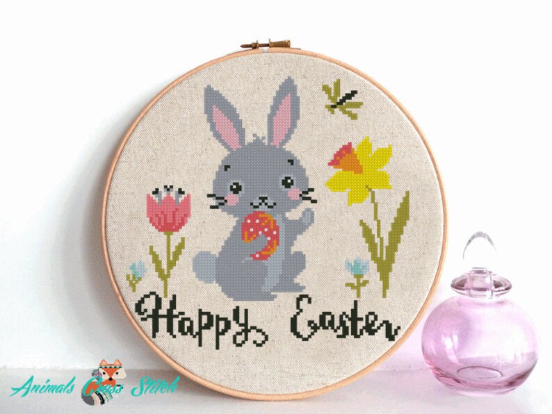 Happy Easter cross stitch pattern set banny baby cross stitch Etsy