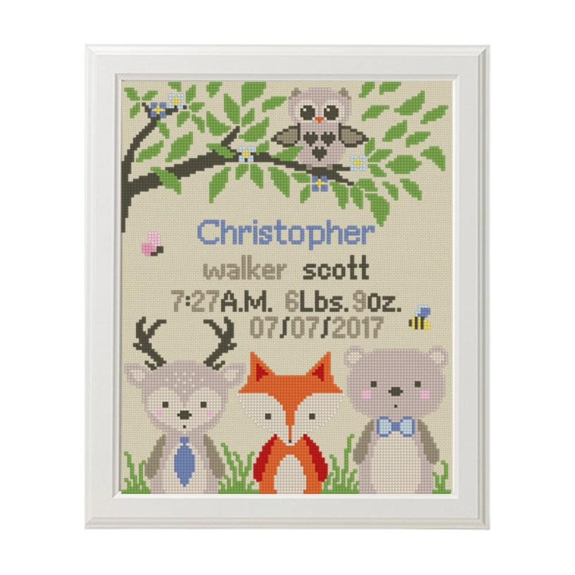 Baby Birth Cross Stitch Pattern Birth Announcement Pattern Etsy