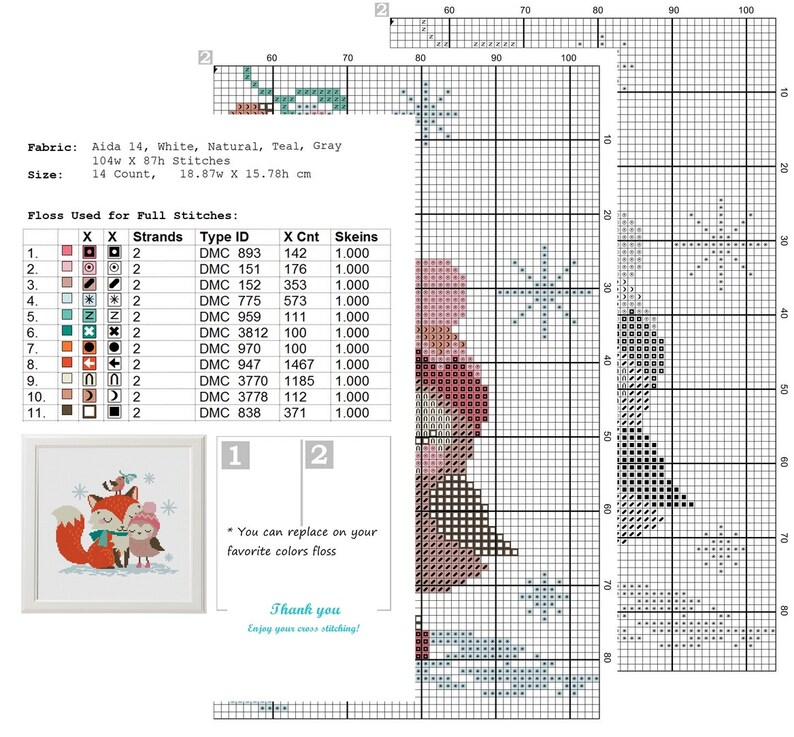 Christmas Animals Cross Stitch Pattern Pdf Fox Owl Cross Etsy