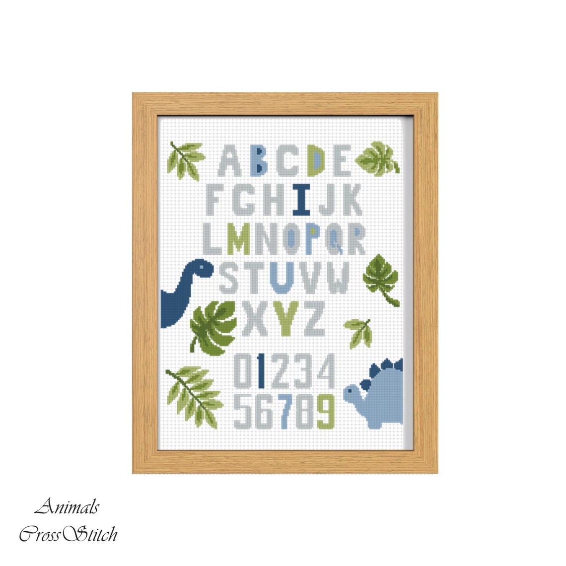 Dinosaurs Cross Stitch Birth Announcement Dino Animal Cross Etsy