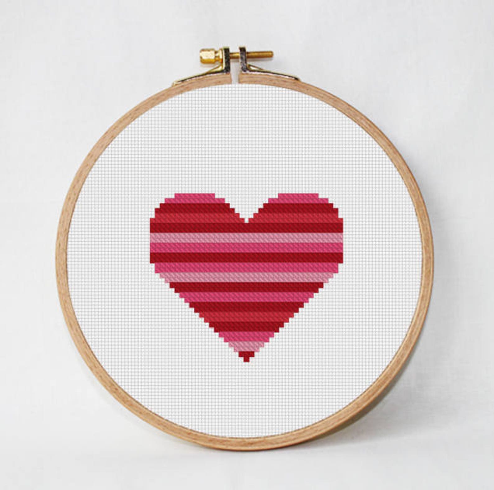 4 Geometric Heart Cross Stitch valentines cross stitch Heart Etsy
