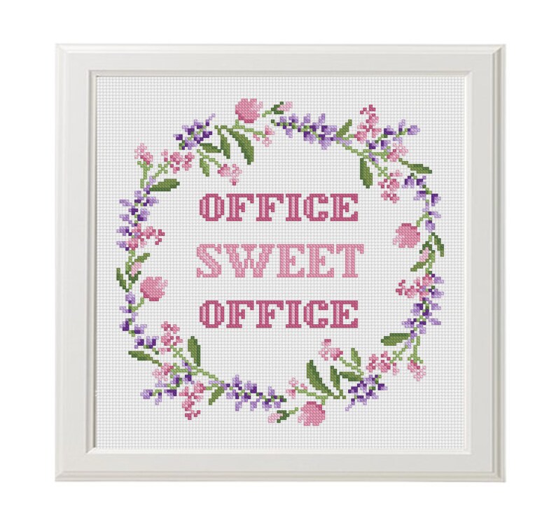 Download Office sweet office cross stitch pdf pattern Lavender | Etsy