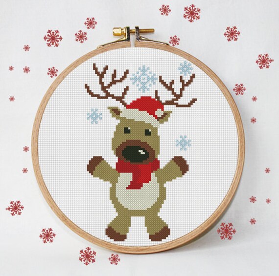 Christmas Deer Cross Stitch Pattern Merry Christmas Xmas ...