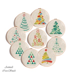 Christmas tree cross stitch pattern pdf Christmas vintage ornament New Year Xmas tree home decor pattern Cute modern Gift Ornament