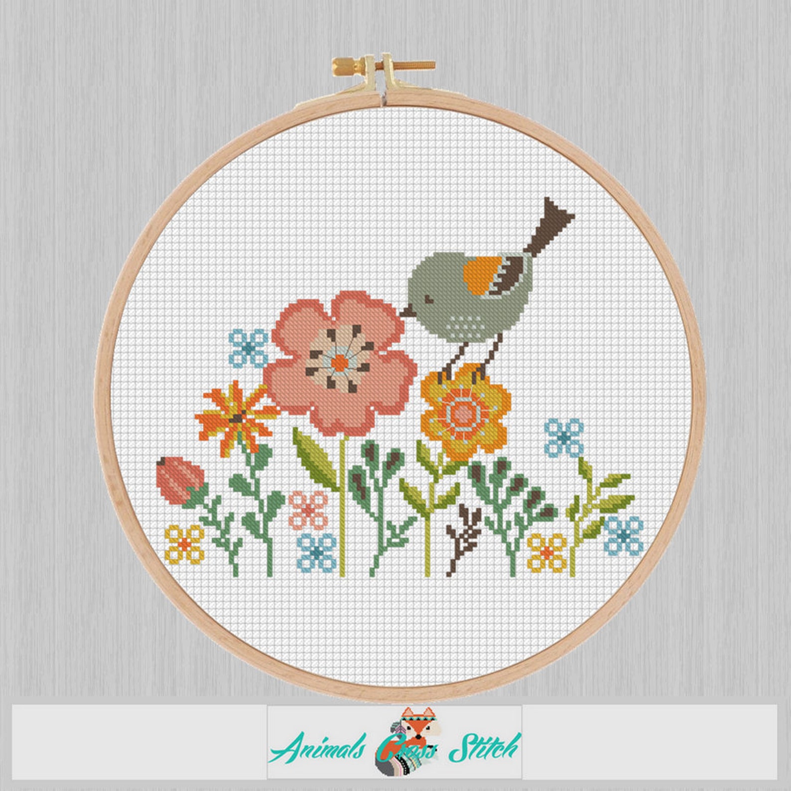 Garden Birds Flowers cross stitch pattern set of 3 Cute bird | Etsy