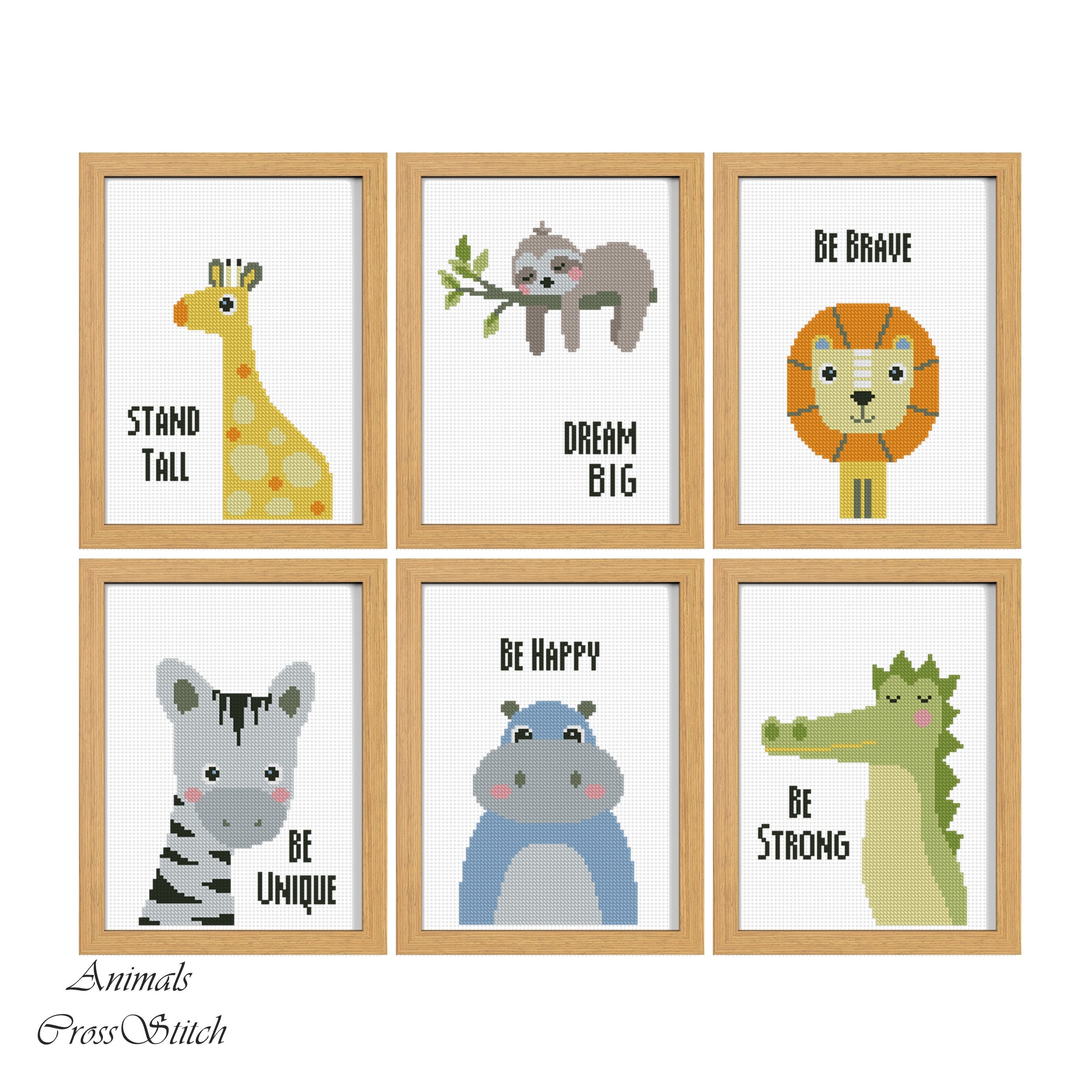 Safari Animals Cross stitch pattern set of 6 Be unique dream Etsy