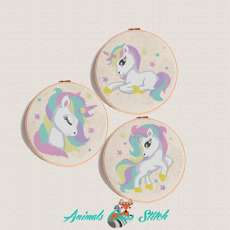 Unicorn Cross Stitch Pattern Baby Animal Cross Stitch Colorful Cross Stitch Nursery Modern Decor Horse Embroidery