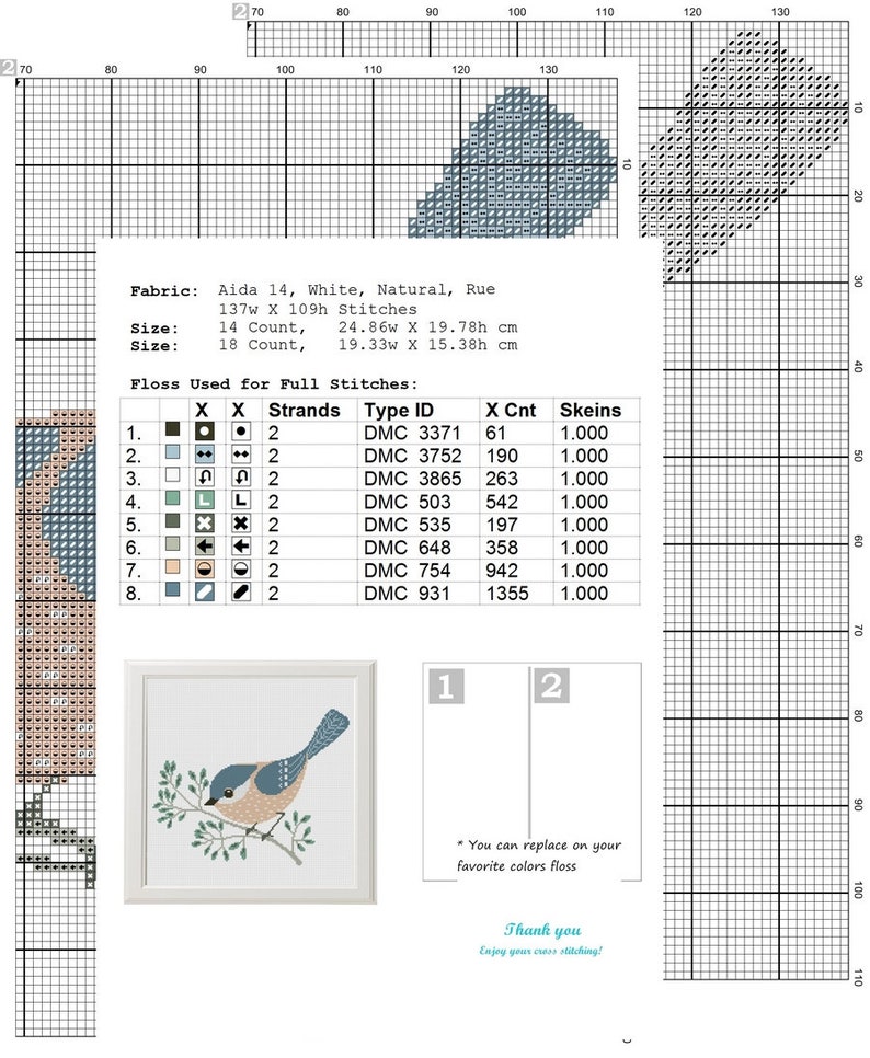 Birds set cross stitch pattern bird modern cross stitch flower | Etsy