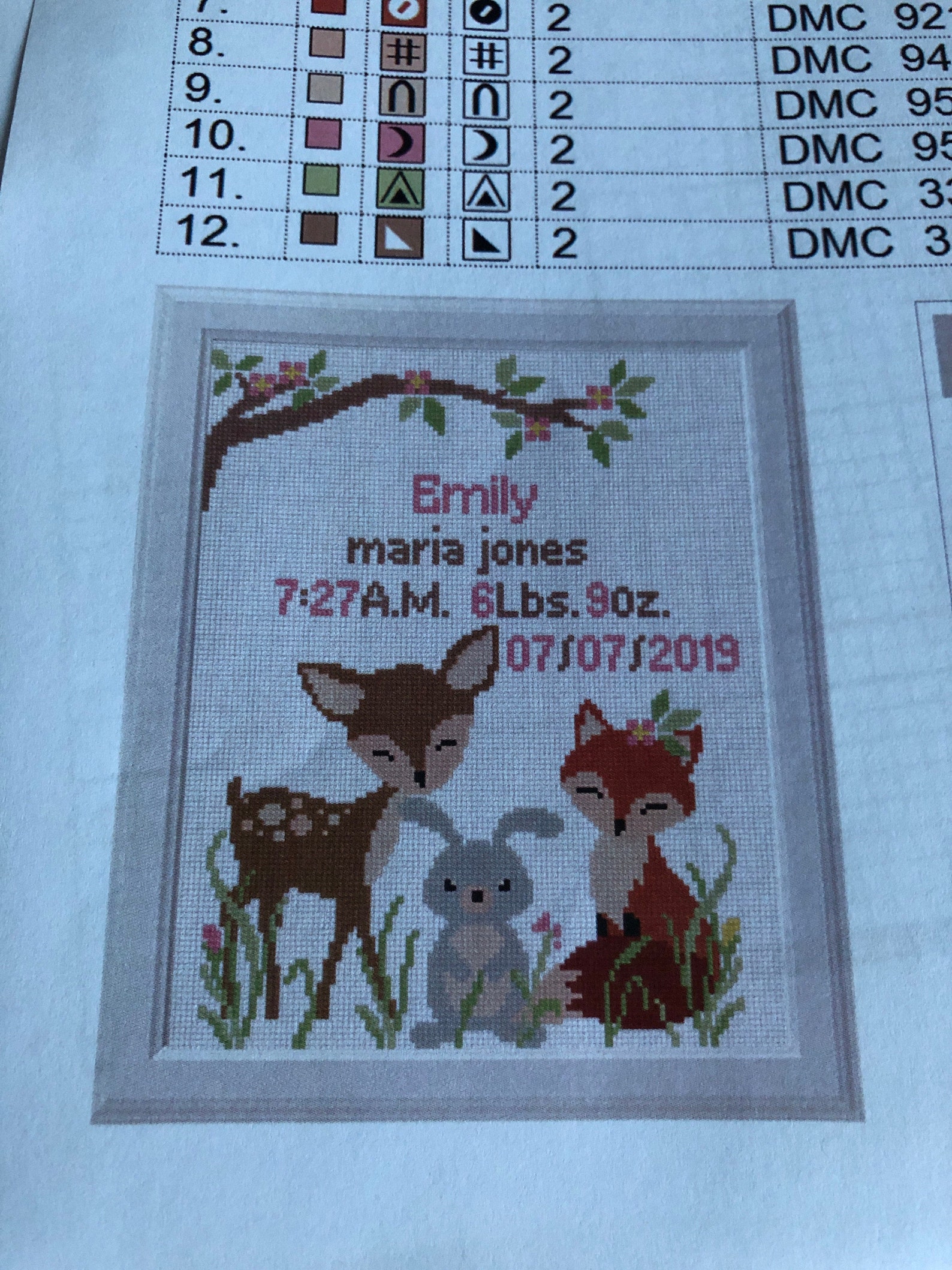 Birth Announcement Counted Cross Stitch Pattern Set Woodland | Etsy