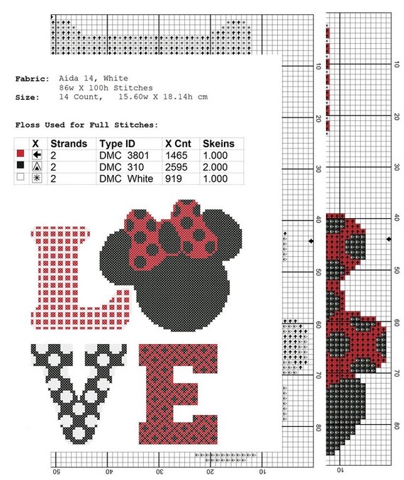 Disney Cross Stitch Pattern Love Pdf Pattern Threads Funny Cross Stitch Pattern Pdf Minnie Mouse Instant Download